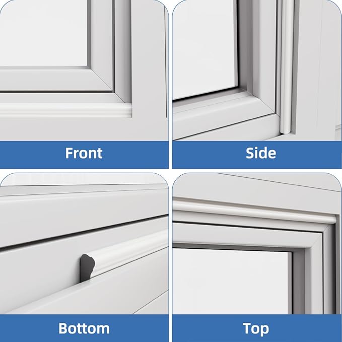 Wedge-Shape Window Weather Stripping Door Frame Seal Strip 3Pcs×196" White - Image 8