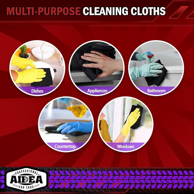 AIDEA Microfiber Cleaning Cloth Black 50PK, Microfiber Towels - Image 7
