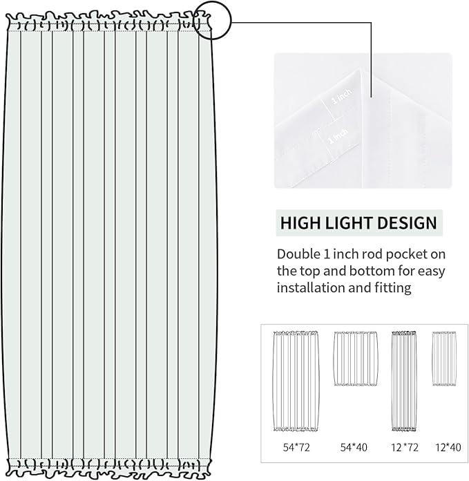 DWCN French Door Curtains – Rod Pocket Thermal Curtain - Image 3