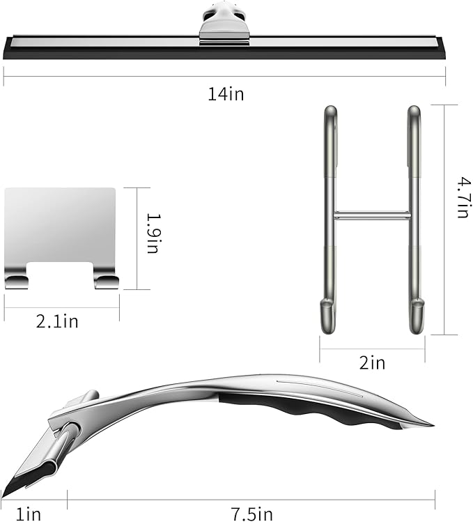 14-Inches Stainless Steel Shower Squeegee Set, Include Shower Door Hook - Image 3