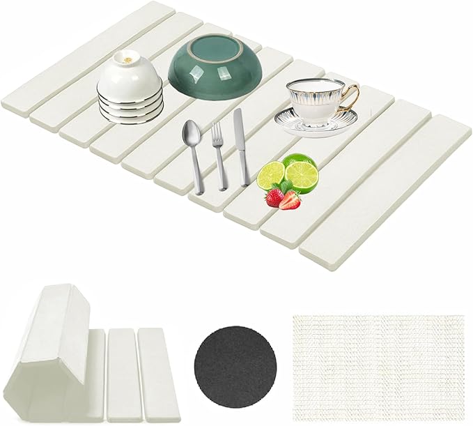 Stone Drying Mat for Kitchen Counter, Collapsible Dish Drying Mat, Fast Drying by Unknown
