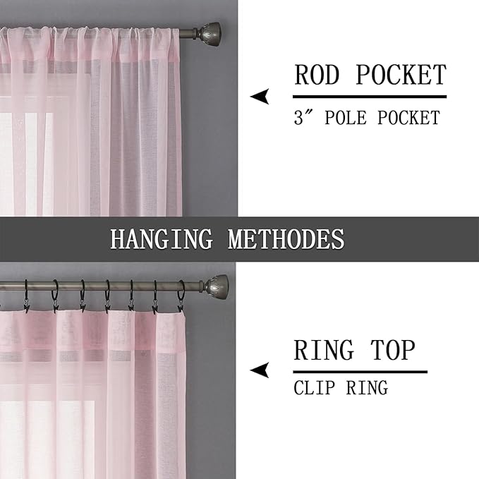 Tollpiz Short Sheer Curtain Living Room Linen Textured Curtains Sheer Light - Image 5