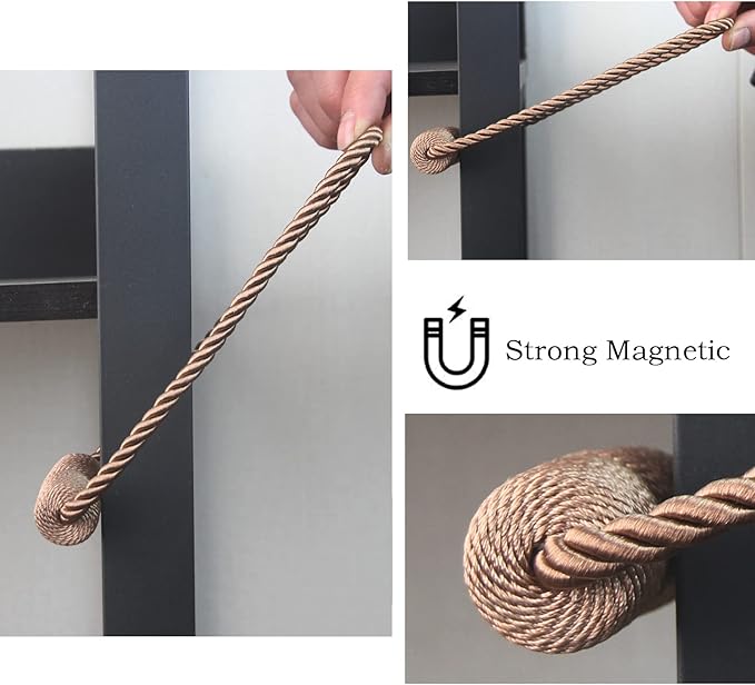 Magnetic Curtain Tiebacks 6 Pack Khaki Curtain Rope Tieback Curtain Holders - Image 5