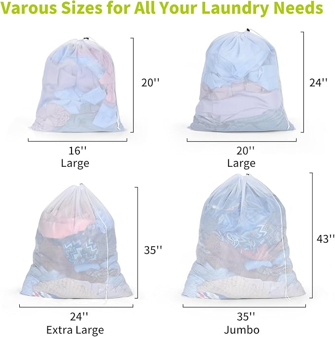 OTraki Large Mesh Laundry Bag 36 x 43 Inch Drawstring Laundry Wash Bags - Image 7