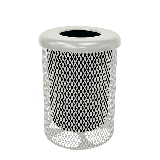 COATEDOUTDOORFURNITURE RFT-Gry Heavy Duty Round Trash Receptacle by CoatedOutdoorFurniture