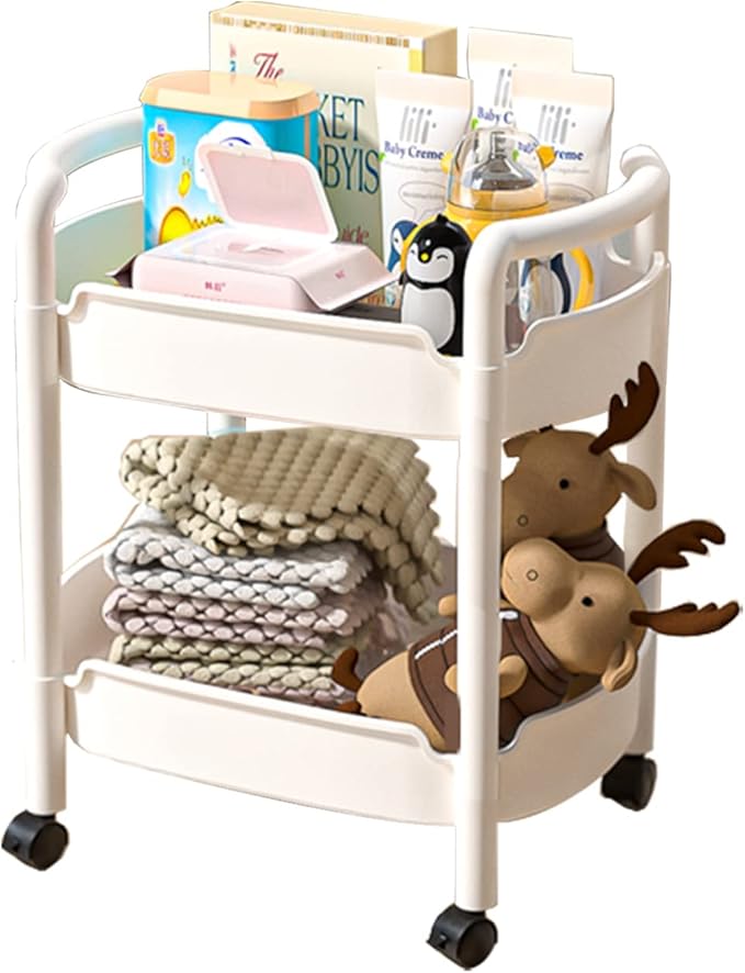 2-Tier Plastic Rolling Utility Cart by MelodyHouse