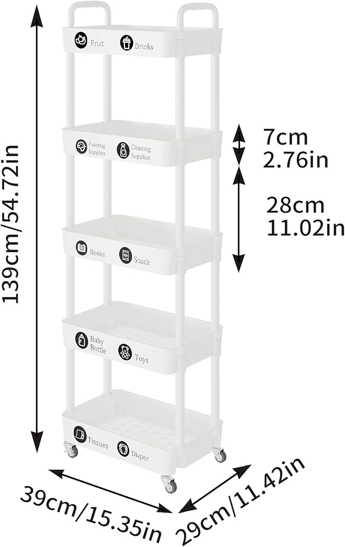 Laiensia 5-Tier Rolling Cart - Image 6