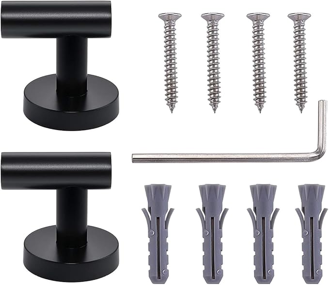 TASTOS Matte Black Bathroom Towel Coat Hook Stainless Steel, 2 Pack Robe - Image 5