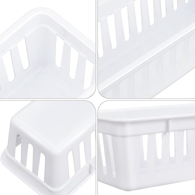 Domensi 12 Pack Slim Plastic Storage Baskets Tray - Image 3