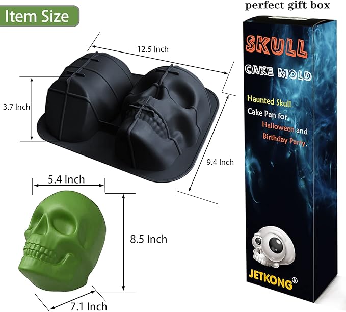 JETKONG Extra Large Silicone Skull Cake Mold Haunted Skull Baking Cake Pan - Image 3