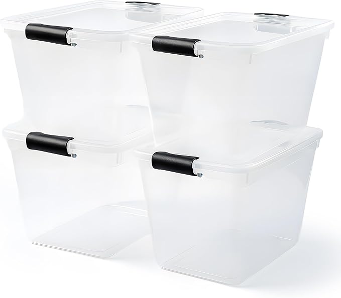HOMZ 4-Pack Latching Lid, Large Clear Plastic Storage Bins - Image 8