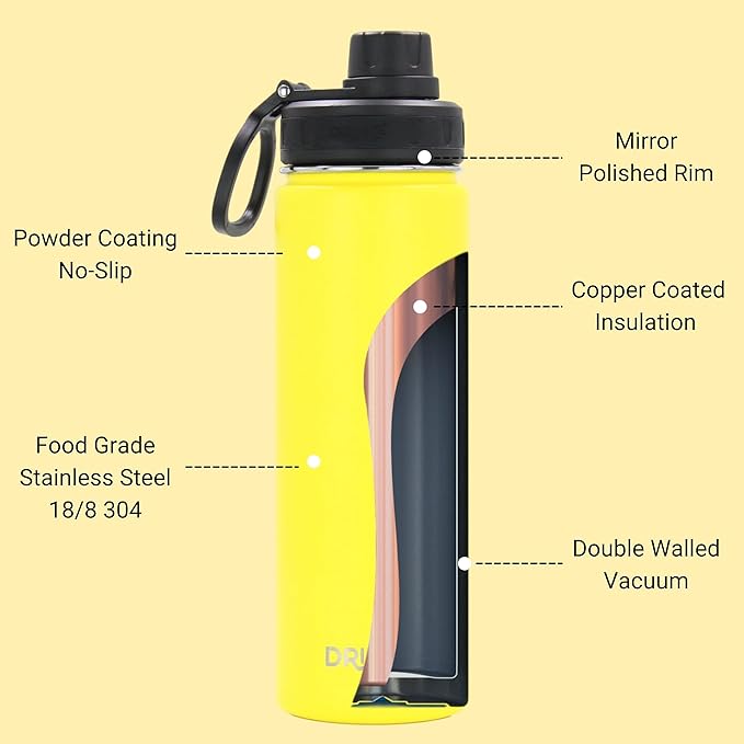 DRINCO Stainless Steel Water Bottle Spout Lid Vacuum Insulated Double Wall - Image 4