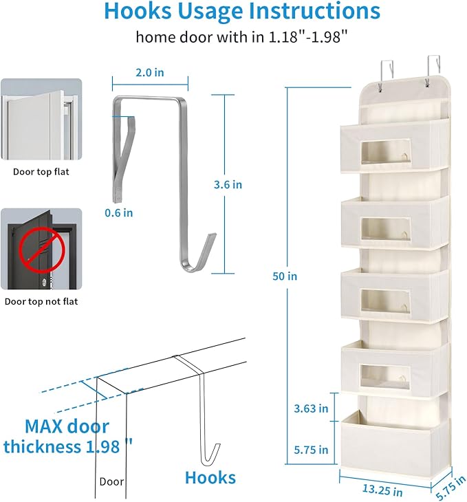 5-Shelf Over The Door Hanging Organizer - Image 2