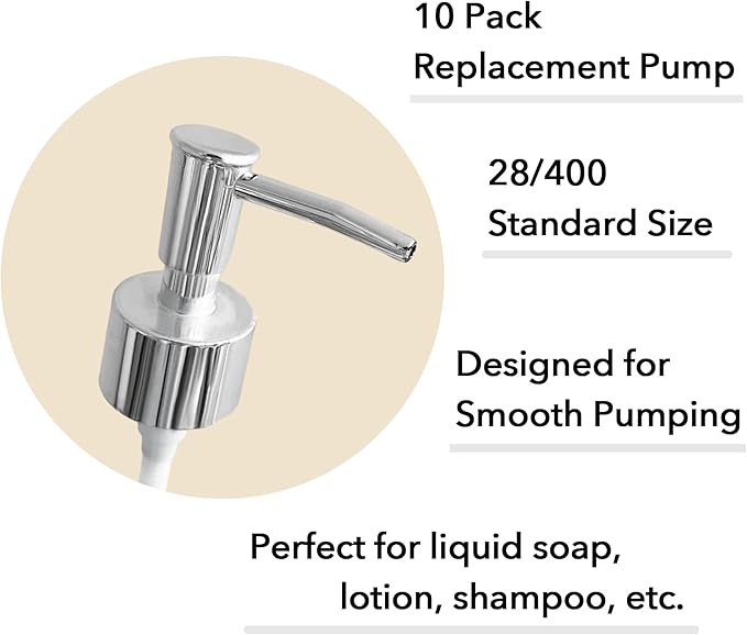 Soap Dispenser Pump Head Replacement 10 Pack, 28/400 Threads Standard Size - Image 2