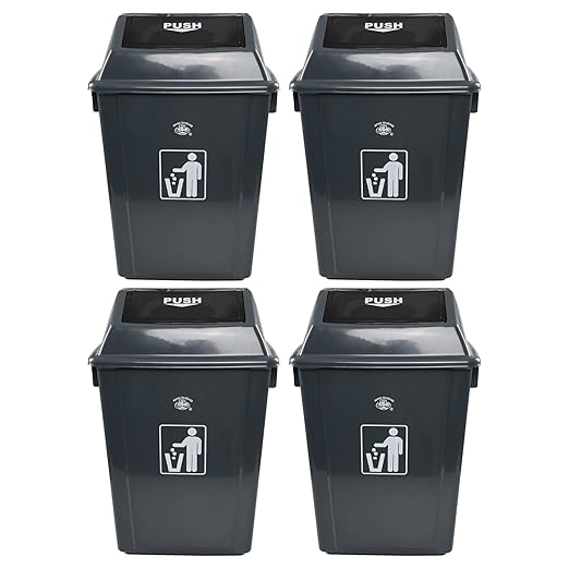 4 Packs Large Garbage Bin with Lid, Plastic Kitchen Waste Bin, 13 Gallon by Buyitt