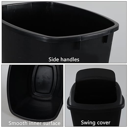 13 Gallon Garbage Can with Swing Lid, Plastic Kitchen Trash Can, 4 Pack - Image 3