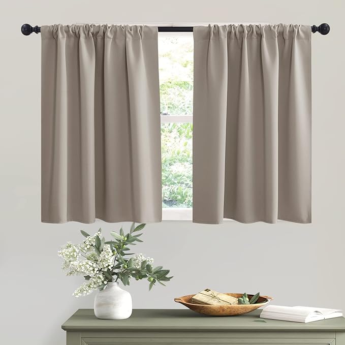 RYB HOME Short Curtains 36 inches, Durable Room Darkening Small Window by RYBHOME
