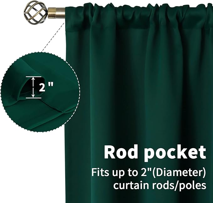 BGment Emerald Green Blackout Curtains 45 Inch Length - Image 5