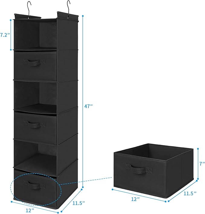 MAX Houser 6 Tier Shelf Hanging Closet Organizer, Closet Hanging Shelf - Image 3