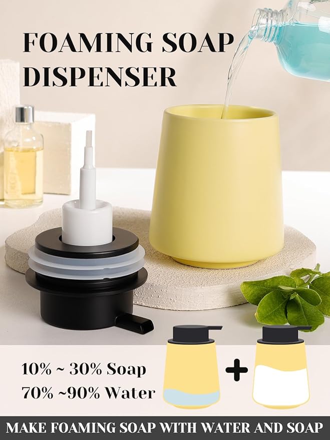 INGOFIN Ceramic Foaming Soap Dispenser -14 oz Foam Hand Soap Dispenser Bathroom - Image 3