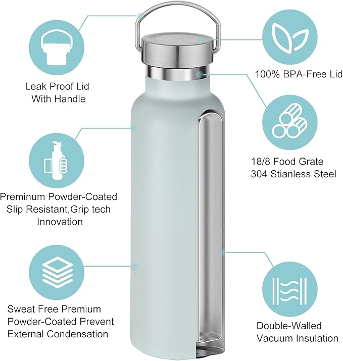 Neihepal Fog Stainless Steel Water Bottles, 20 Ounce Vacuum Insulated Double - Image 3