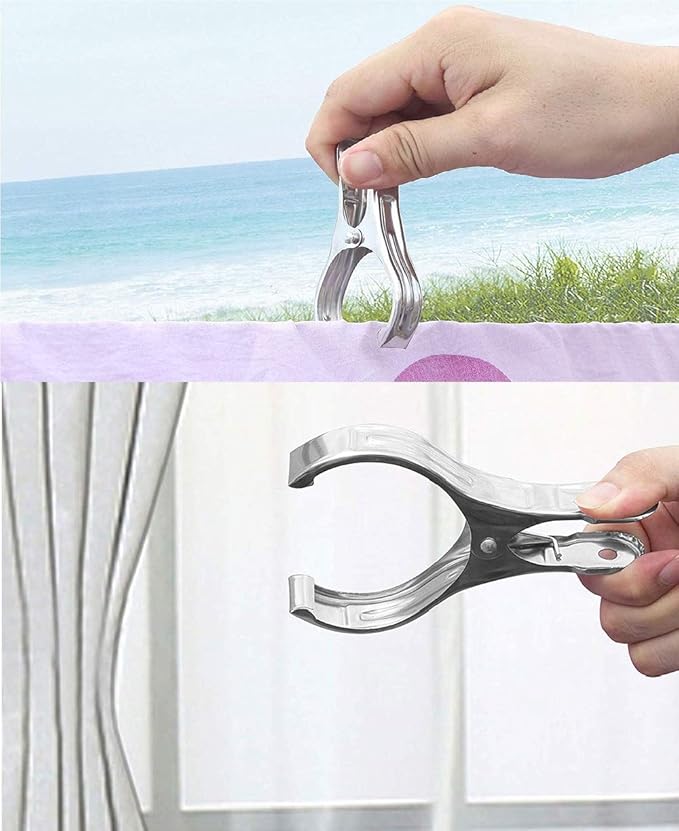 8 Pack Stainless Steel Clothespins, 4.7 Inch Towel Clips - Image 3