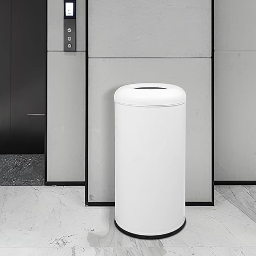 58.6 Liter / 15.48 Gallon Commercial Open Top Trash Can White Stainless Steel - Image 3