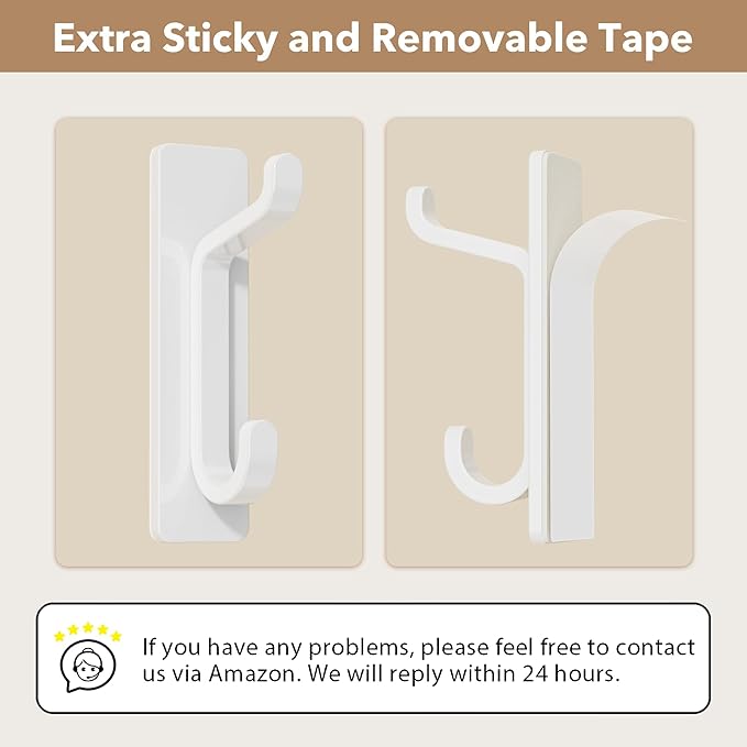 Wall Hooks for Coat and Towel: 13LB Adhesive Door Hanger Stick on - Image 3