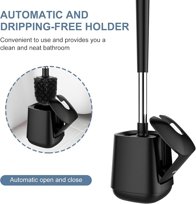 SetSail Toilet Brush and Holder 4 Pack, Self Closing Lid Toilet Bowl Brushes - Image 4