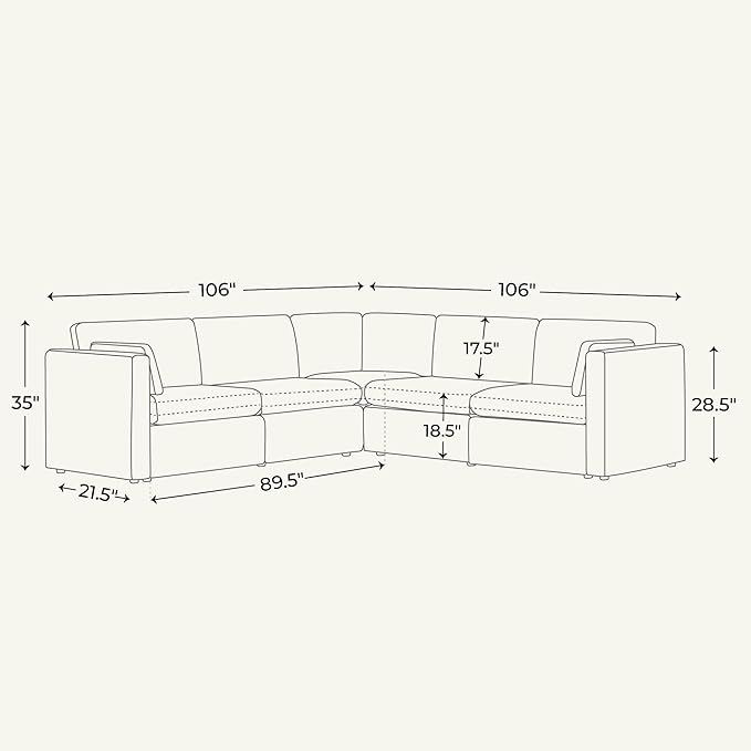 CHITA Oversized Modular Sectional Sofa Set, FSC Certified Extra Large 5 Seat V - Image 2