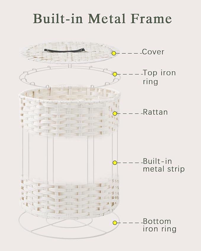 Laundry Hamper with Lid Wicker Laundry Hamper Round 26.5 Gal Laundry Basket - Image 8
