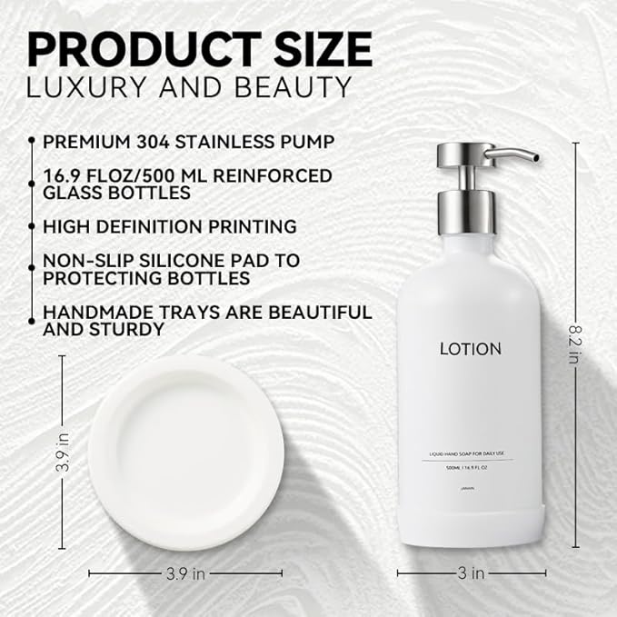 Glass Soap Dispenser Set by Janxin, Bathroom Soap Dispenser Set - Image 2