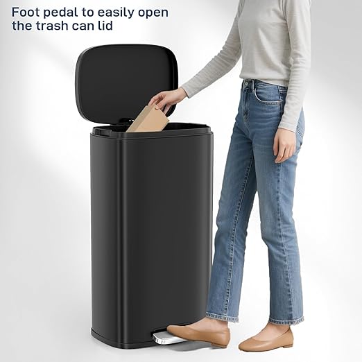 Arlopu 8 Gallon Step Trash Can, Stainless Steel Garbage Bin, Soft-Close Rubbish - Image 9