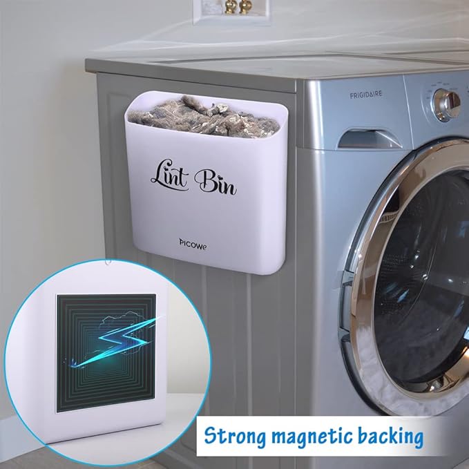 Picowe Magnetic Laundry Storage, Large Lint Holder Bin - Image 3