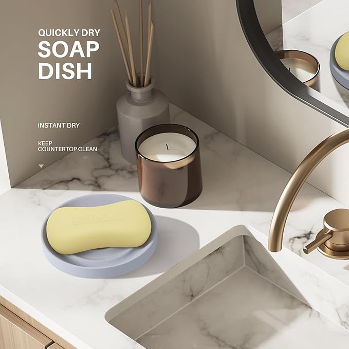 Diatomite Soap Dish Holder, Water Absorbent Stone Soap Dish, Quick Dry Stone - Image 5