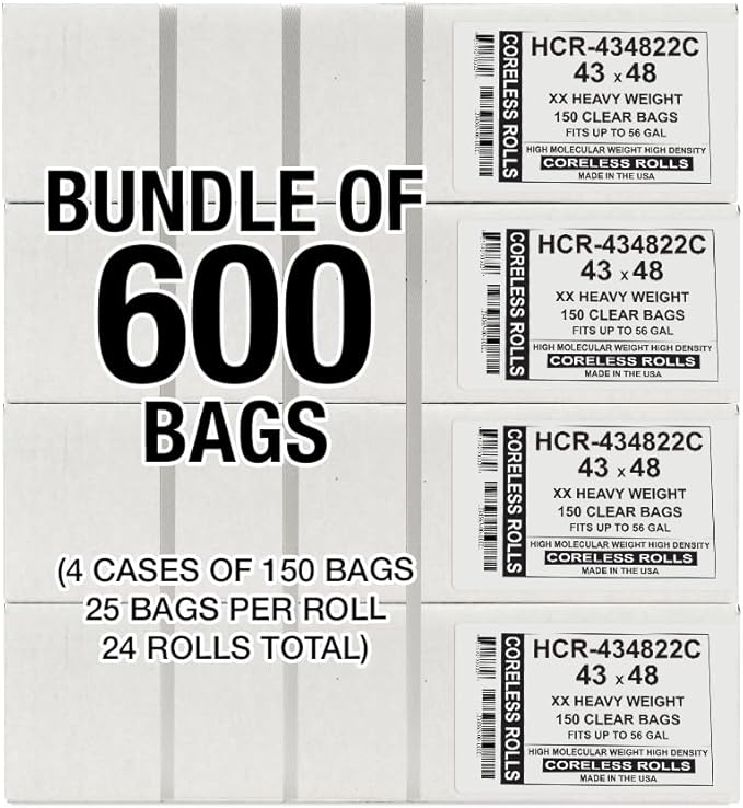 Aluf Plastics High Density Trash Bags, 56 Gallon, 22 Micron, - Image 2