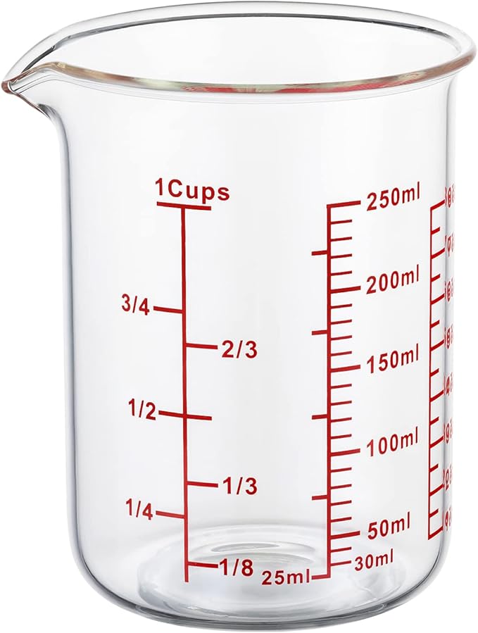 Ackers Glass Measuring Cup 1 Cup, 8oz Borosilicate Liquid Measuring Cup by AckersBORO33