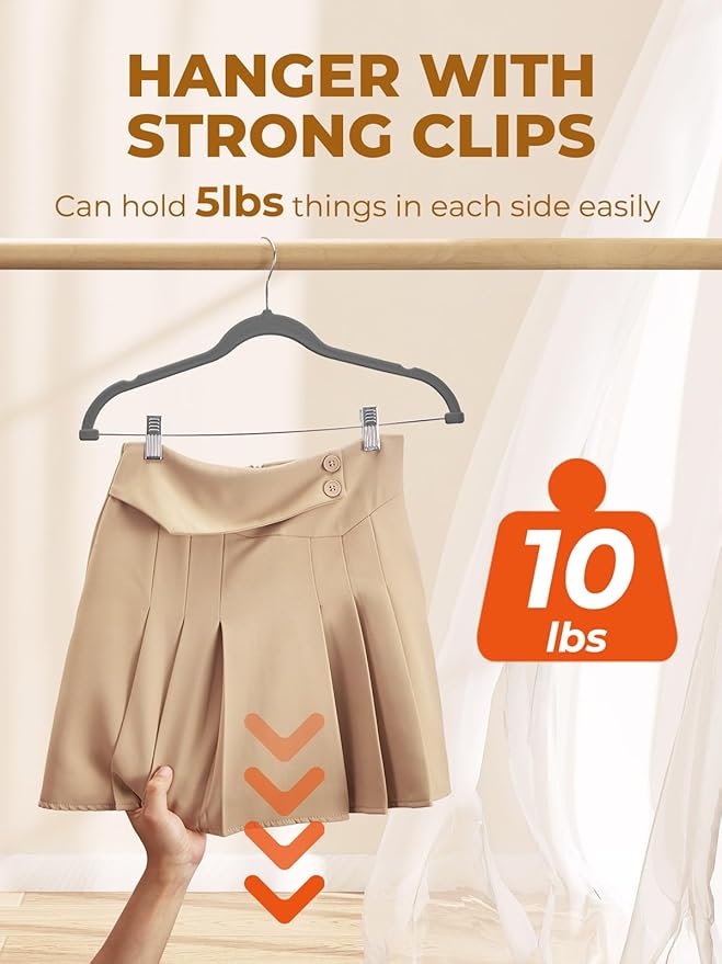 HOUSE DAY Velvet Skirt Hangers 36 Pack, Space Saving Slim Velvet Pant Hangers - Image 3