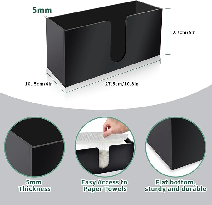 4Pack Black Acrylic Countertop Paper Towel Dispenser, Napkin Dispenser - Image 3