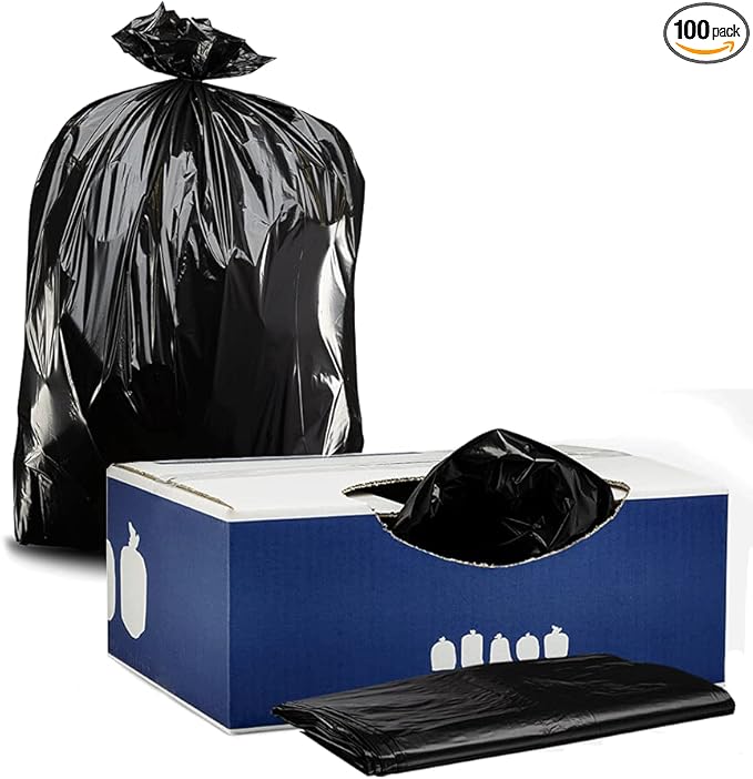 Plasticplace 20-30 Gallon Trash Bags │ 2.0 Mil │ Black Heavy Duty Garbage Can by Plasticplace