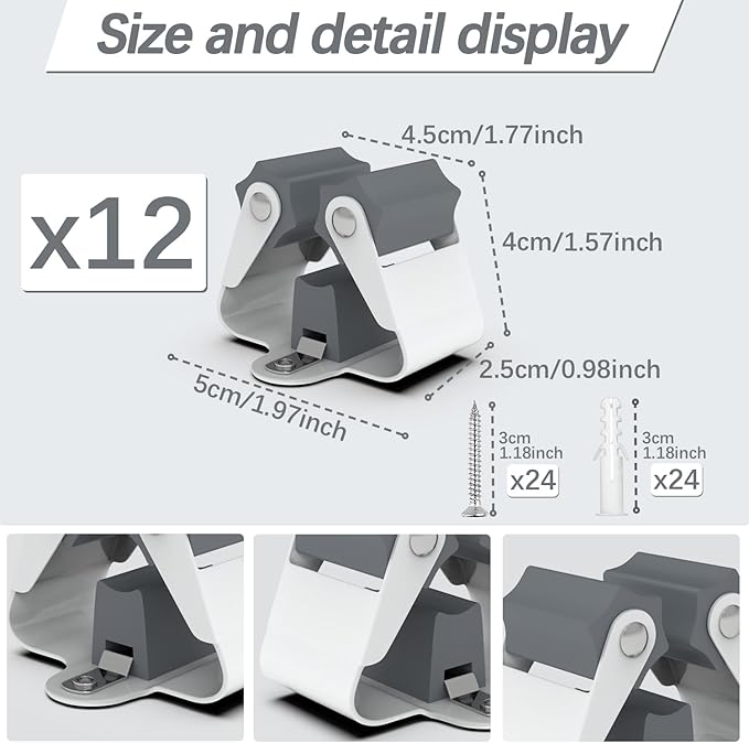 3-H Broom Holder Wall Mount 12 Pack, Mop and Broom Holder Wall Mount - Image 3