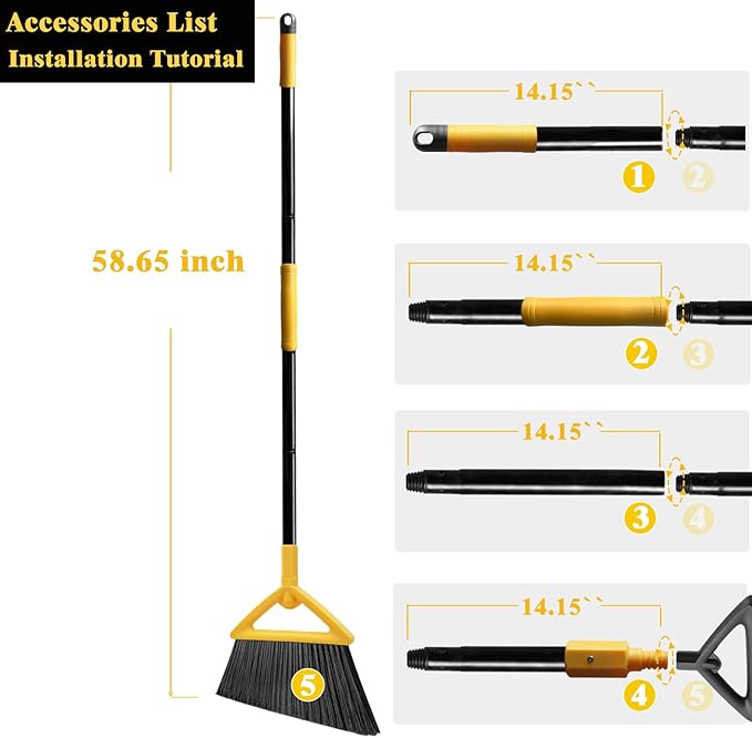 Heavy Duty Commercial Broom, Upgraded Angle Broom - Image 8