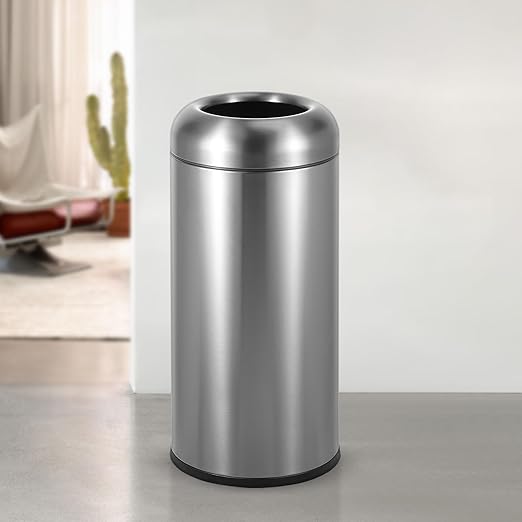 BEAMNOVA 16.5 Gallon Trash Can Open Top Outdoor Indoor Commercial Stainless by BEAMNOVA