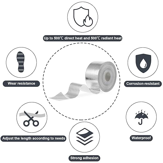Zonon 2 Rolls Aluminum Foil Tape Heat Shield Tape Barrier Adhesive Reflective - Image 5