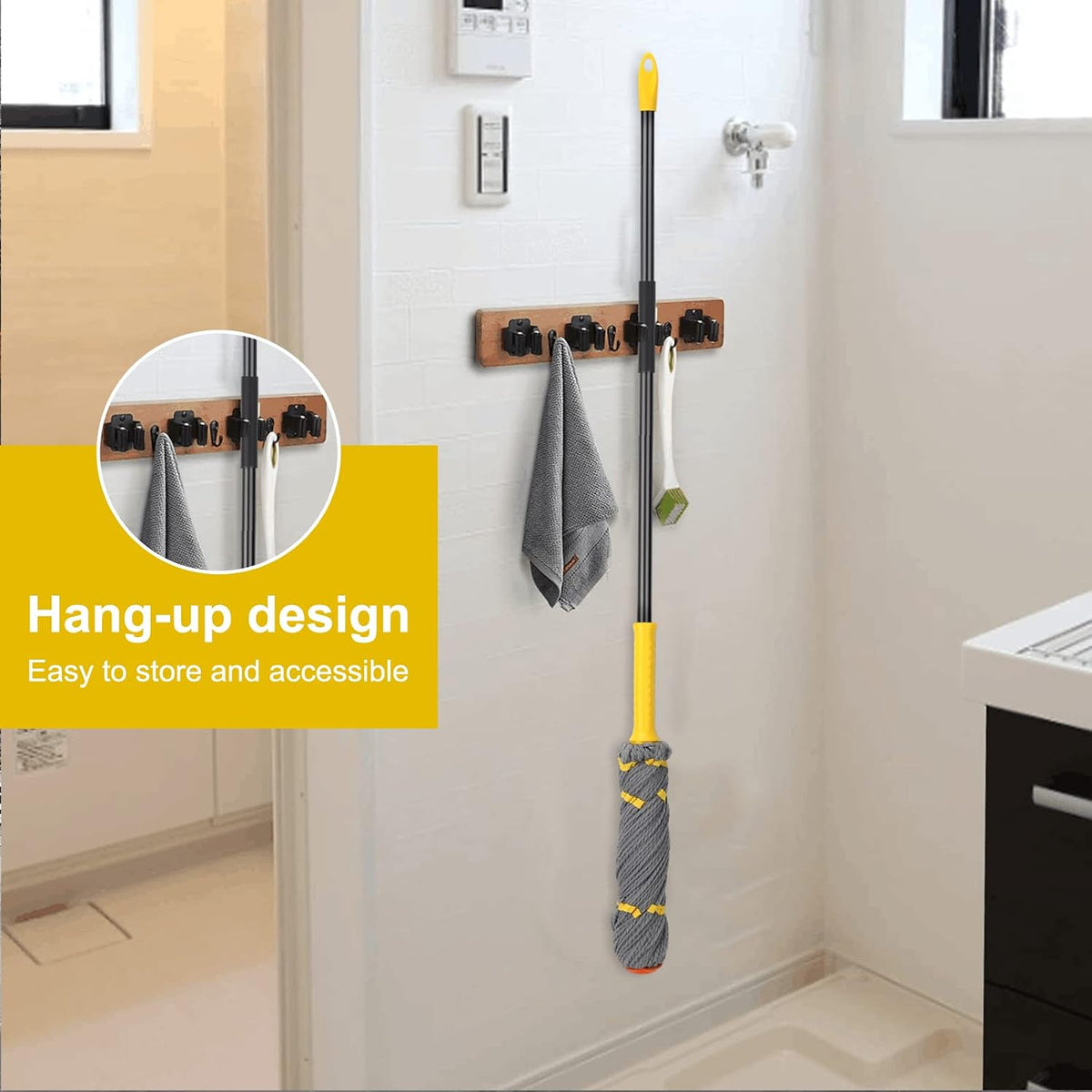 Self-Wringing Twist Mop, Microfiber Floor Mop 57" Long Handle, Gray