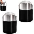 2 Pack Mini Trash Can for Desk, Swing Lid Brushed Stainless Steel Countertop by Unknown
