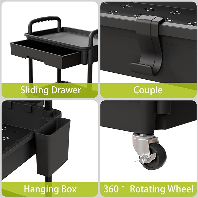 3 Tier Rolling Cart Organizer, Laundry Room Bathroom Organizers and Storage - Image 4