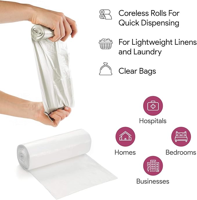 20-30 Gallon Clear Garbage Can Liners, Lightweight, 10 Microns - Image 2