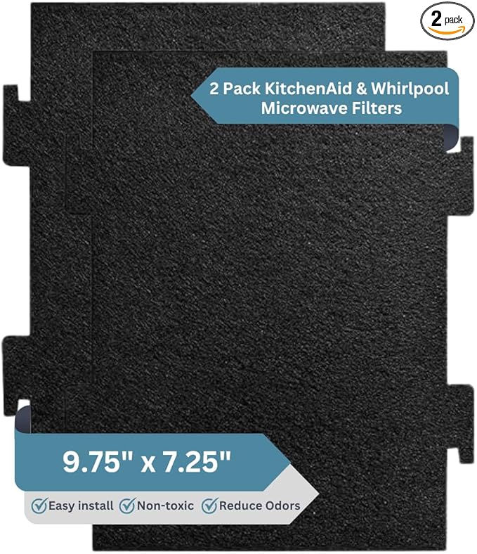 2-Pack Notched Activated Carbon Charcoal Microwave Hood Filters by FreshHeadquarters