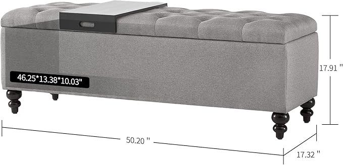 Storage Ottoman 50.2 Inches Upholstered Fabric Storage Ottoman Bench，Button - Image 2